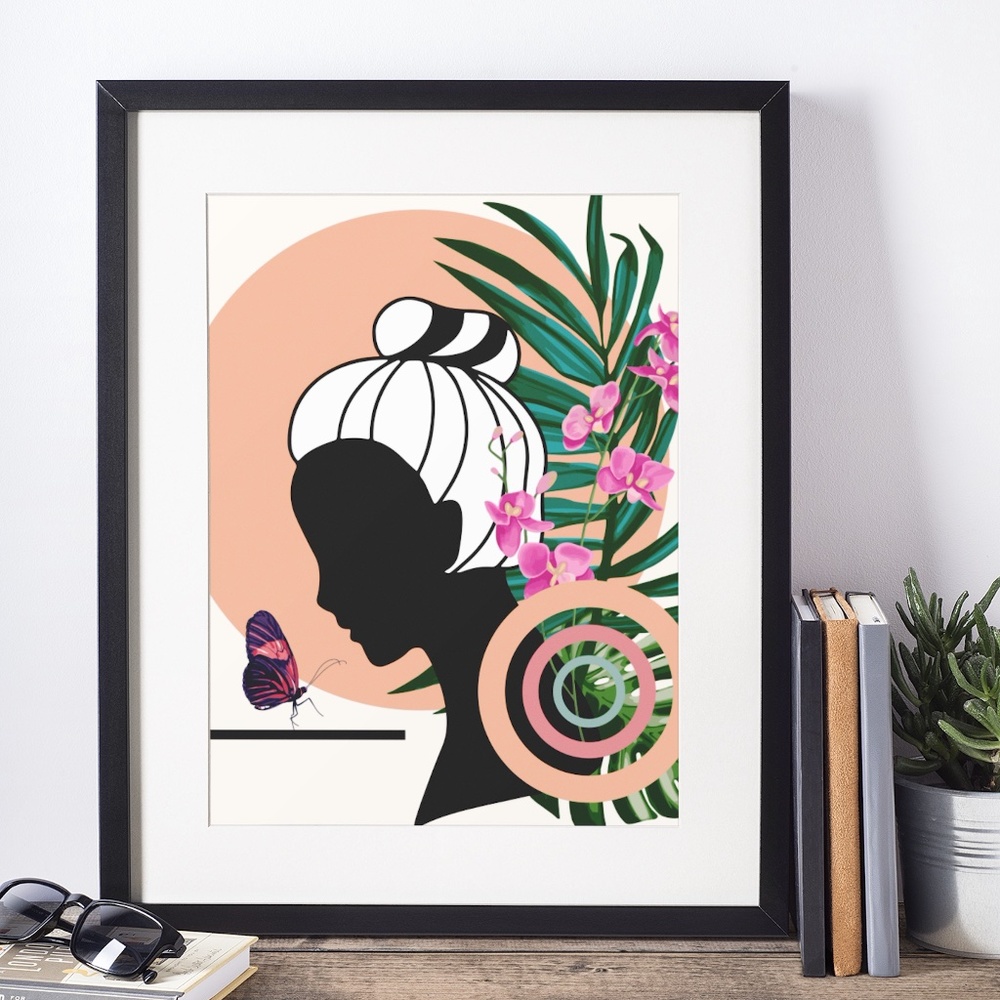 Modern Wall Art Print Butterfly Girl Unframed - Picture 2 of 15